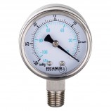 CADRAN VACUUM INOX 2 1/2" -30" HG À 0 VAC/KPA - SORTIE 1/4" MNPT AU BAS