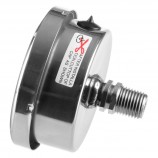 CADRAN PRESSION GLYCERINE INOX - 2 1/2" - 0@200 PSI - SORTIE 1/4" MNPT DERRIÈRE