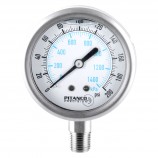 CADRAN PRESSION GLYCERINE INOX - 2 1/2" - 0@200 PSI - SORTIE 1/4" MNPT AU BAS