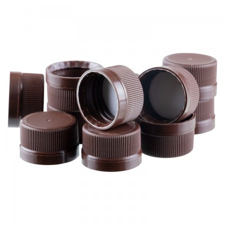 CAPUCHON PLASTIQUE BRUN POUR BOUTEILLE VERRE 8OZ/12OZ/250ML/375ML/500ML - SCELLÉ MOUSSE - (12/PQT)