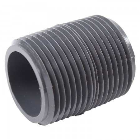 MAMELON FILETÉ MÂLE PVC - 1 1/4" X FERMÉ (MNPT X MNPT)