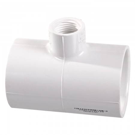 ADAPTATEUR EN "T" RÉDUIT COLLÉ FILETÉ FEMELLE PVC BLANC - 2" X 1/2" (COL X COL X FNPT)