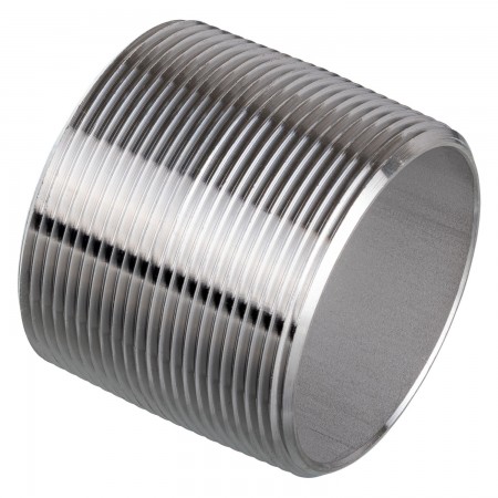 MAMELON CÉDULE 40 FILETÉ MÂLE INOX 316 - 1 1/2" X FERMÉ (MNPT X MNPT)