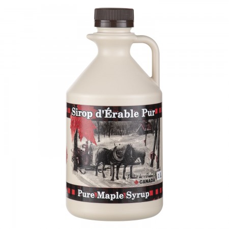 CRUCHON DE PLASTIQUE - IMPRESSION 3 COULEURS QUÉBEC - 1L - AVEC CAPUCHON BRUN (100/BTE)